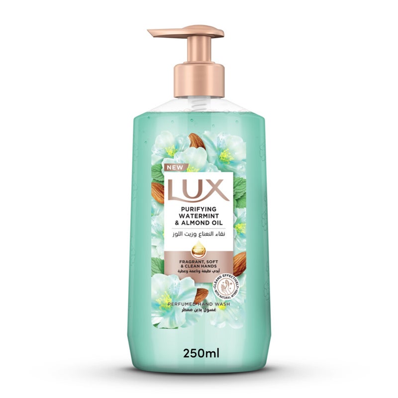 Lux Perfumed Liquid Hand Wash, Purifying Watermint, with Almond Oil & Glycerin, for Fragrant, Soft and Clean Hands, 250ml - Image 1